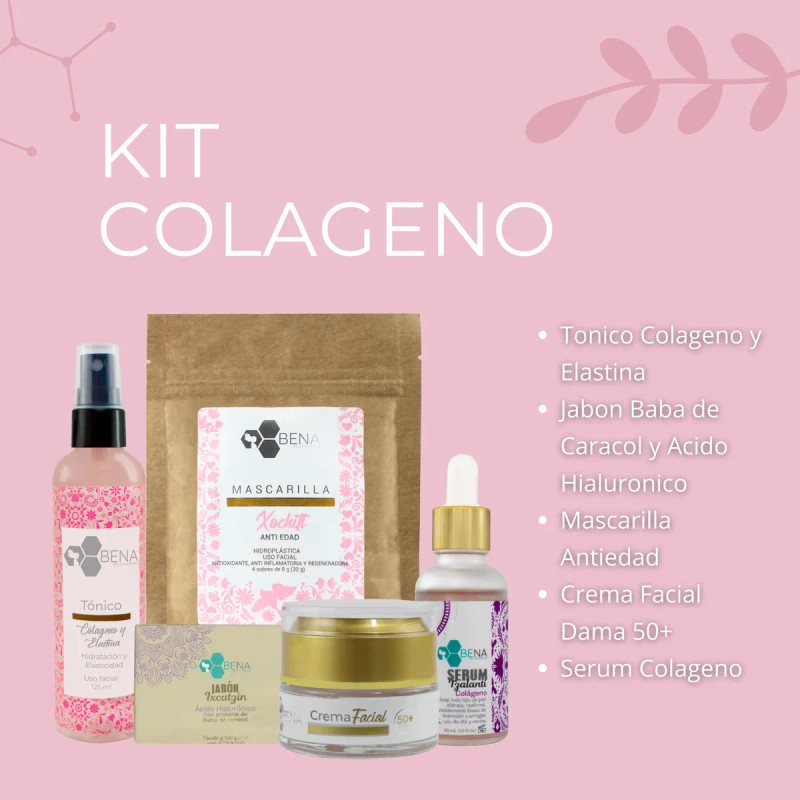 Serum Facial Kit Colageno Y Elastina Baba De Caracol Bena