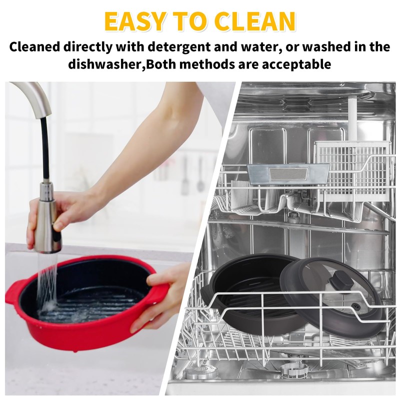 Microwave Grill Pan, Fry Griddle Crisper Pan with Lid for