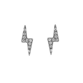 Sterling Silver Lightning Bolt Mini Stud Earrings, 925 Purity Cute and Minimal Design Cubic Zirconia Earrings