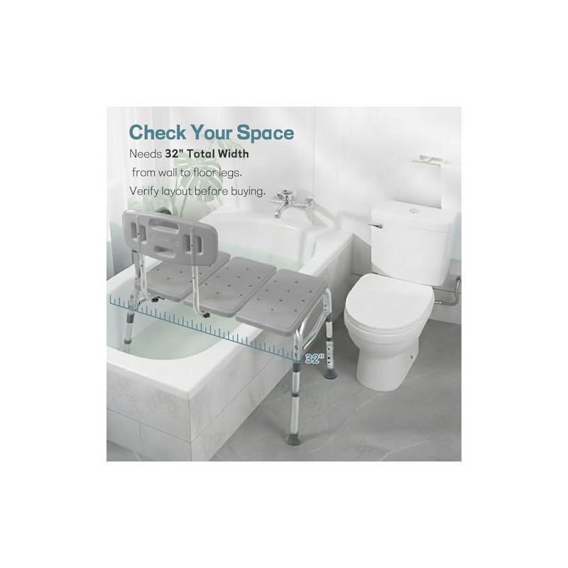 Tub Transfer Bench for Bathtub, Height Adjustable Shower Bench with