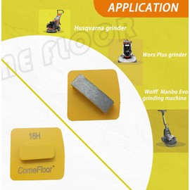 Redi-Lock Concrete Floor Preparation Disc, Diamond Metal Grinding Shoes, Single Bar Segs Compatible for Husqvarna Grinder, 16 Grit Hard Bond, 3PCS