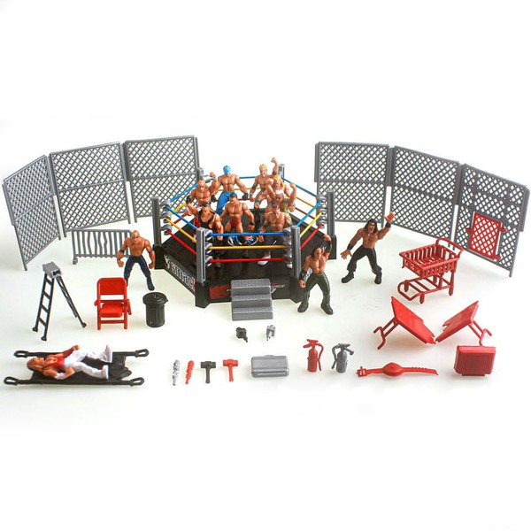 Wrestling Toy Set, Authentic Superstars Arena Set with Flexible Strings,