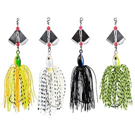 Vinfutin 4pcs Mix Color Spinnerbait Bass Fishing Lure Set, Buzzbait Spinnerbaits Hard Metal Jig Swimbait for Bass Trout Salmon Salt and Fresh Water