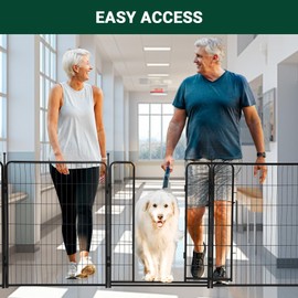 Dog Playpen Indoor/Outdoor,8 Panels 40”H X 32" W, Heavy-Duty Iron Dog Playpen,Durable, Rust-Resistant Pet Fence with Doors,Low Threshold, Double Gravity Lock