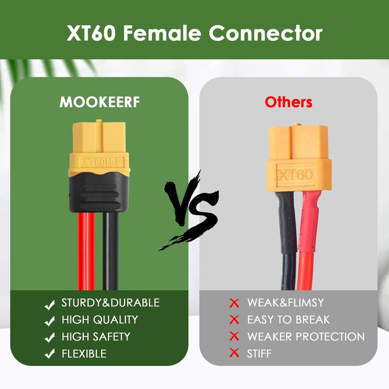 MOOKEERF Solar to XT60 Extension Cable 10AWG 6FT Solar Connector