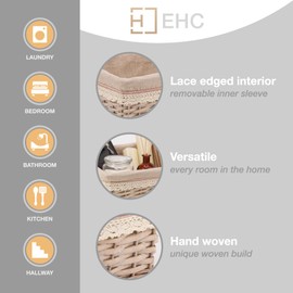 Woodluv Storage Baskets, Storage baskets for shelves woven, Storage Boxes Small, Wicker Storage Organiser Basket, 30 x 18 x 12 (H) cm, Small