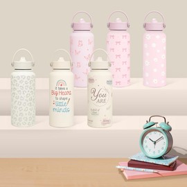 Sandjest SipChic 32oz Sports Water Bottle with Flip Straw & Handle, Portable Insulated Stainless Steel Leak Proof, Travel Gym Mom Nurse Christmas Gift:_Mom 2