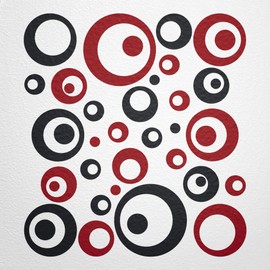 WANDfee® Wall Tattoo, Circles, Dots, 50 Stickers, Colour Choice For Children's Bedroom, Living Room, Hallway, Bathroom, Kitchen, Tile Stickers, red