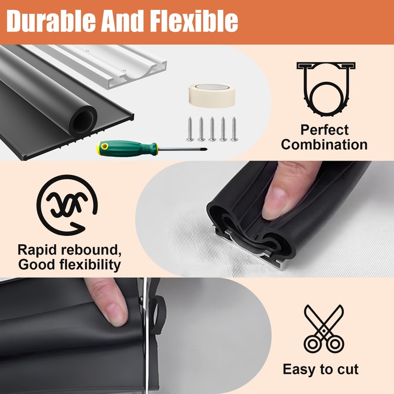 Garage Door Seals Bottom Rubber – 18FT EPDM Weatherproof Seal
