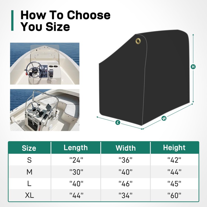 Caminor Boat Console Cover - 1200D Waterproof, Windproof Elastic Strap,