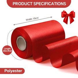 ​​ihaspoko 10 cm Wide Satin Ribbon Red - 20 m Gift Ribbon for Gift Wrapping, Weddings, Crafts | Ribbon for Cards, Decoration & Wedding Cars