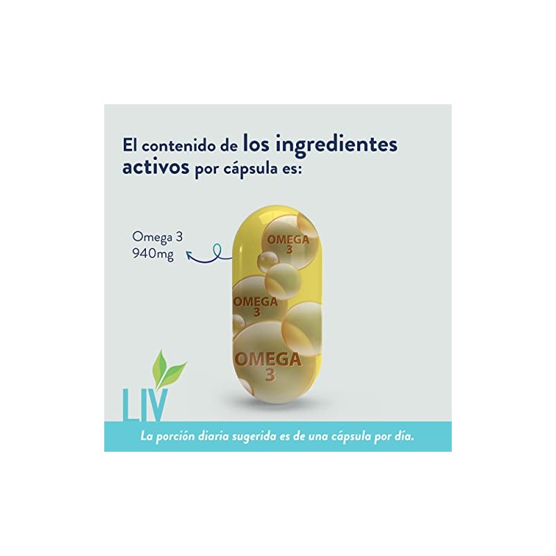 Liv Nutrition Omega Aceite Pescado Cápsulas Veganas Gluten Epa Dha