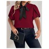 BEAUDRM Women's Plus Size Work Office Blouse Bow Tie Neck