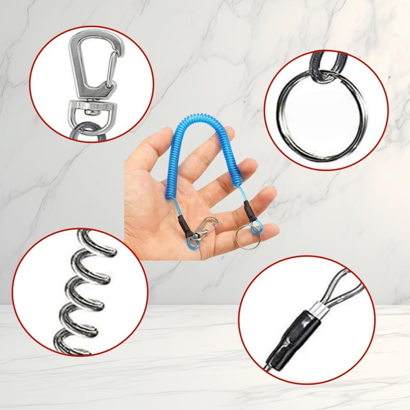 6PCS Coiled Fishing Tools Lanyard Retractable Safty Tethers，Safety Rope,Fishing Lanyards