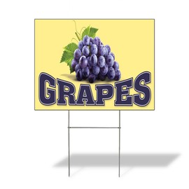 Fastasticdeals Weatherproof Yard Sign Grapes Outdoor Advertising Printing Purple Lawn Garden Farmers Market 24x18 Inches 1 Side Print
