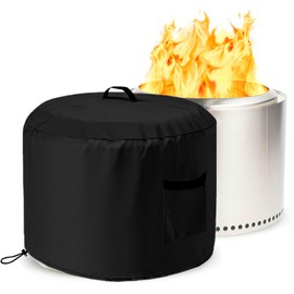 Smokeless Fire Pit Cover Round Outdoor, Falezern Large Stove Bonfire Shelter Cover Waterproof and Windproof, Stove Shelter Cover Compatible with Solo Stove Yukon and more. 29"D X 18"H (L)