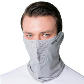 SUIGOLF KOREA UV Sun Protection Balaclava Half Face Mask - For Hiking, Running, Cycling & Outdoor Sports (Type A) (US, Alpha, Large, A-7 Gray)