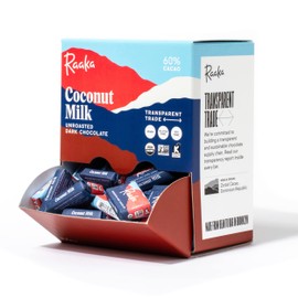 Raaka Coconut Milk Chocolate Box | 60% Cacao Vegan Milk Chocolate | Organic, Vegan, Gluten Free | Box of 100 Individually Wrapped Chocolates