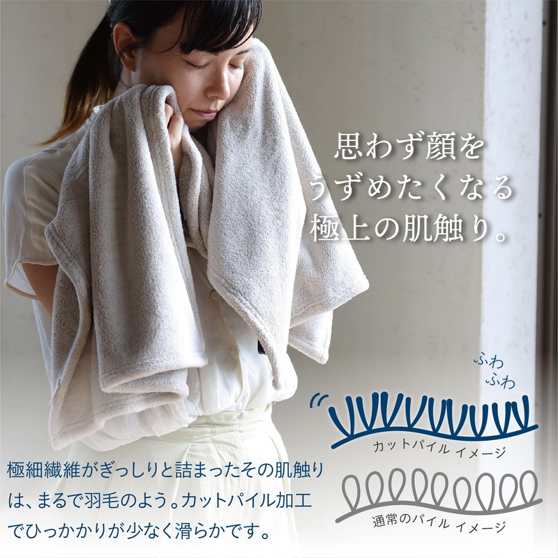 CBJAPAN Carari Premium Bath Towel, 5.9x Water Absorbency Microfiber, Beige,