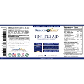 Research Verified Tinnitus Aid - Lessen Internal Ringing - Ginkgo Biloba, Vitamin C, Full Spectrum B Complex Blend, Magnesium - 6 Month Supply - Vegan - Made in The USA