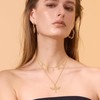 Layered Gold Cross Necklace for Women 14K Gold Plated Wing