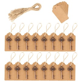 50Pack Key Bottle Openers Antique Skeleton Key Bottle Opener with Kraft Tag Card Party Rustic Decoration