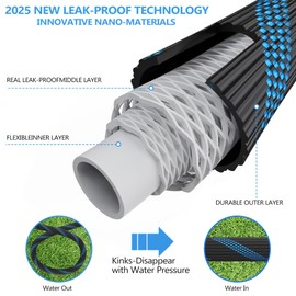 100ft Garden Hose - Water Hoses w/10 Function Spray Nozzle, 2025 New Superior Strength Flexible Hose, 3/4" Brass Connectors- Leakproof Lightweight Water Pipe for Gardening(Blue Black)