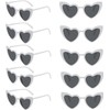 White Heart Sunglasses 10 Pack for Women, Love Heart Shape