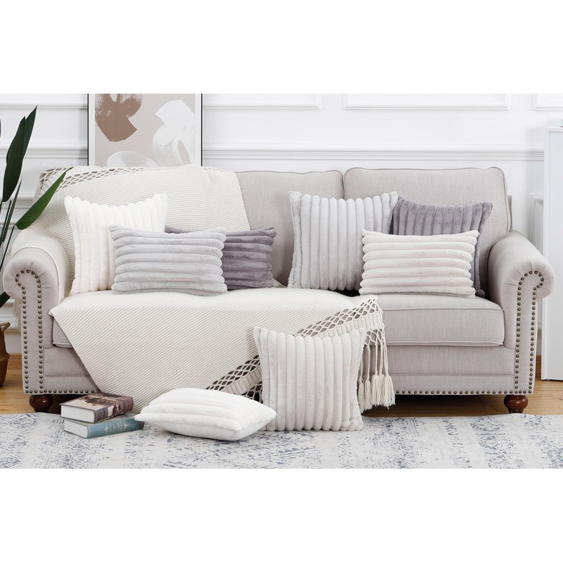 Madizz Set of 2 Faux Fur Plush Decorative Throw Pillow