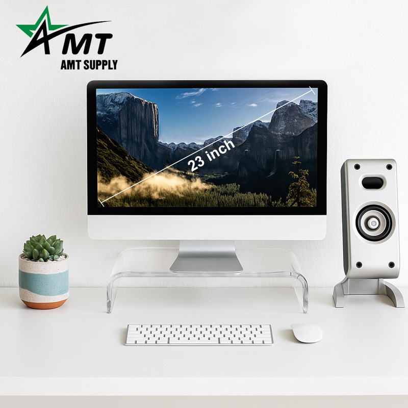 AMT Premium Acrylic Clear Monitor Stand Laptop/PC/Multimedia Monitor Riser for