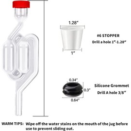 4PACK Twin Bubble Airlock Set, Fermentation Airlock,Brewing Airlocks Brew Kits Airlocks for Fermenting with 4 Stoppers + 10 Grommets