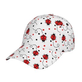OTIQTI ART Ladybug Fly Pattern Baseball Cap with Adjuster Strap for Men & Women Dad Hat for Trucker Cycling Golf Sports Running