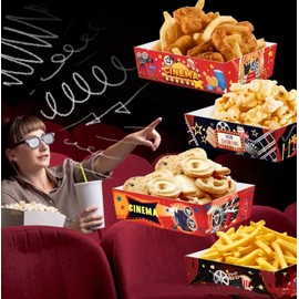 Dusenly 24pcs Movie Night Snack Tray Popcorn Boxes Cinema Party Snack Tray Movie Night Home Cinema Room Birthday Party Decorations