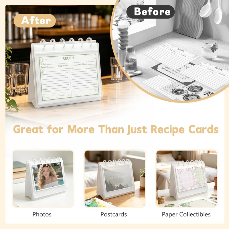 ATCYMI Recipe Holder Organizer Binder with 20 Double-sided Plastic Sleeves