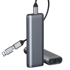 ORICO M.2 NVMe SSD Enclosure, 10Gbps USB3.2 USB-C Tool-free Aluminium NVMe Adapter for M.2 PCIe NVMe M-Key 2230/2242/2260/2280 SSD, External M2 Enclosure with UASP Trim SMART- AM2G2