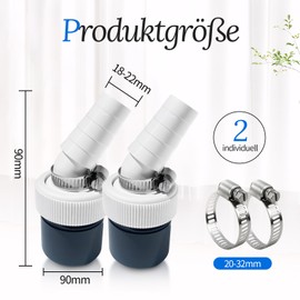 Dishwasher and Washing Machine Drain Adapter with Outlet for Pipe Diameter 40 mm and Inlet Diameter 18-23 mm for Washing Machine, Dishwasher, Dryer, Garden Hoses, Pack of 2