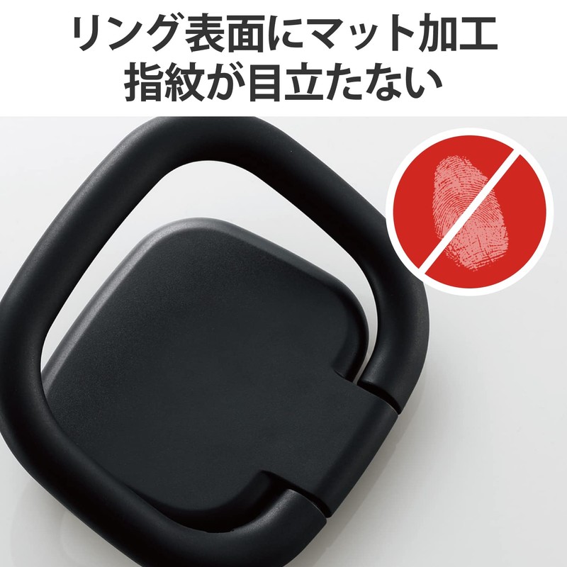 Elecom TB-STRHA01BK Tablet Ring, Finger Ring, Stand, Drop Prevention, Back