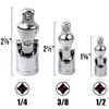 Gasea 3pcs 1/4" 3/8" 1/2" Drive Impact Universal Joint Socket