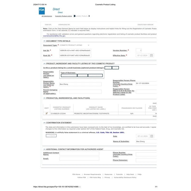 SP-6 Ultra Brightening Probiotics Toothpaste - 120g Sensitive Teeth Whitening