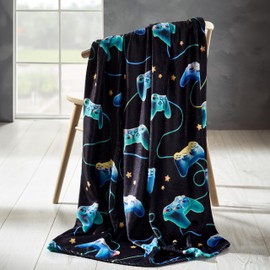 Catherine Lansfield Gamer Cosy Fleece 130x170cm Blanket Throw Black
