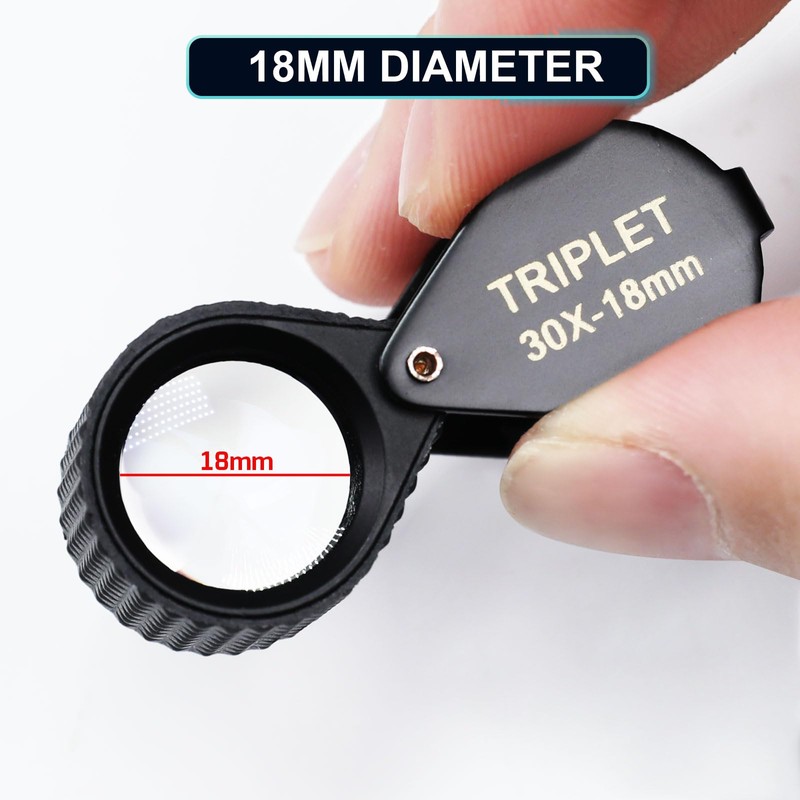 30X Illuminated Jewelers Loupe Magnifier Foldable Jewelry Magnifier Eye Loop