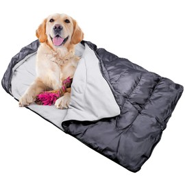 Zwini Dog Sleeping Bag Outdoor Pet Dog Bed Mat Pad Cushion Polyester Polar Fleece Soft Flodable Waterproof Wear-Resistant Warm Keeping Drawstring Zipper Closure Hook & Loop Fastener for Dog Cat Puppy
