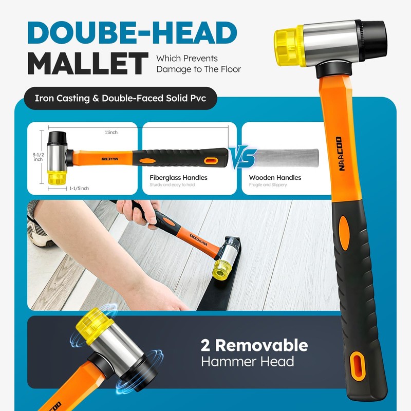 NAACOO Laminate/Vinyl Flooring Tools, Tapping Block for Vinyl Plank Flooring-Double