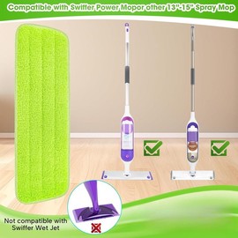 3 Pack  Microfiber Mop Pads for Swiffer PowerMop, Power Mop Refill Pads for 13''-16'' Spray Mop, Machine Washable Power Mop Pads Replacement for All Floor Types Cleaning - Colour: Chartreuse 3 Pack