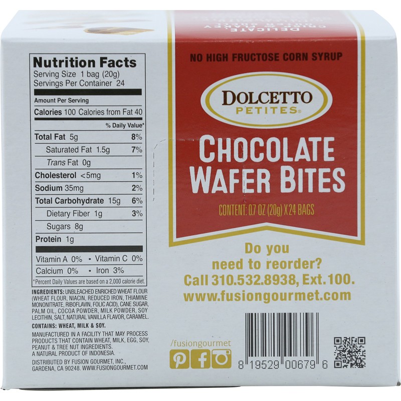 Dolcetto Petites Wafer Bites, Chocolate Flavor, 0.7 Oz Snack Bags