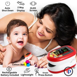 Pediatric Pulse Oximeter CE FCC Approved Heart Rate Stats Monitor Kids Finger Blood Oxygen Saturation Monitoring NHS Children SpO2 Levels TFT Lanyard & USB (Red Kids Pulse Oximeter)