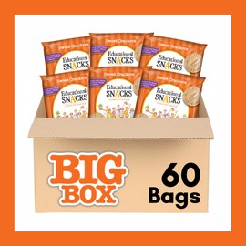 EDUCATIONAL SNACKS – Food & Nutrition Edition | Nut-Free, All-Natural Kids Snacks | Learn Healthy Foods & Nutrition Facts – Different Mix in Every Bag | 60-Pack for Health Education & Group Sharing