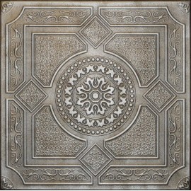 Euro-Deco 3D Decorative Ceiling Tile Glue Up R30 Antique Silver Plated Brass Hand Painted