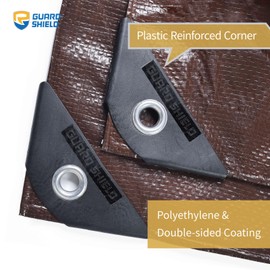 GUARD SHIELD Brown Tarp 12x20 Feet Waterproof Tarps Lightweight Camping Tarp Outdoor Multi Purpose Poly Cover 6mil