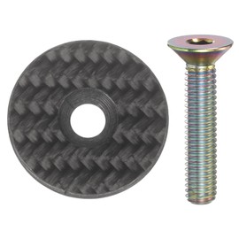 HARFINGTON 1 1/4" OD Bicycle Headset Stem Top Cap Carbon Fiber Cycling Headset Cover Stem with Colorful M6 Bolt for Mountain Road Bike MTB